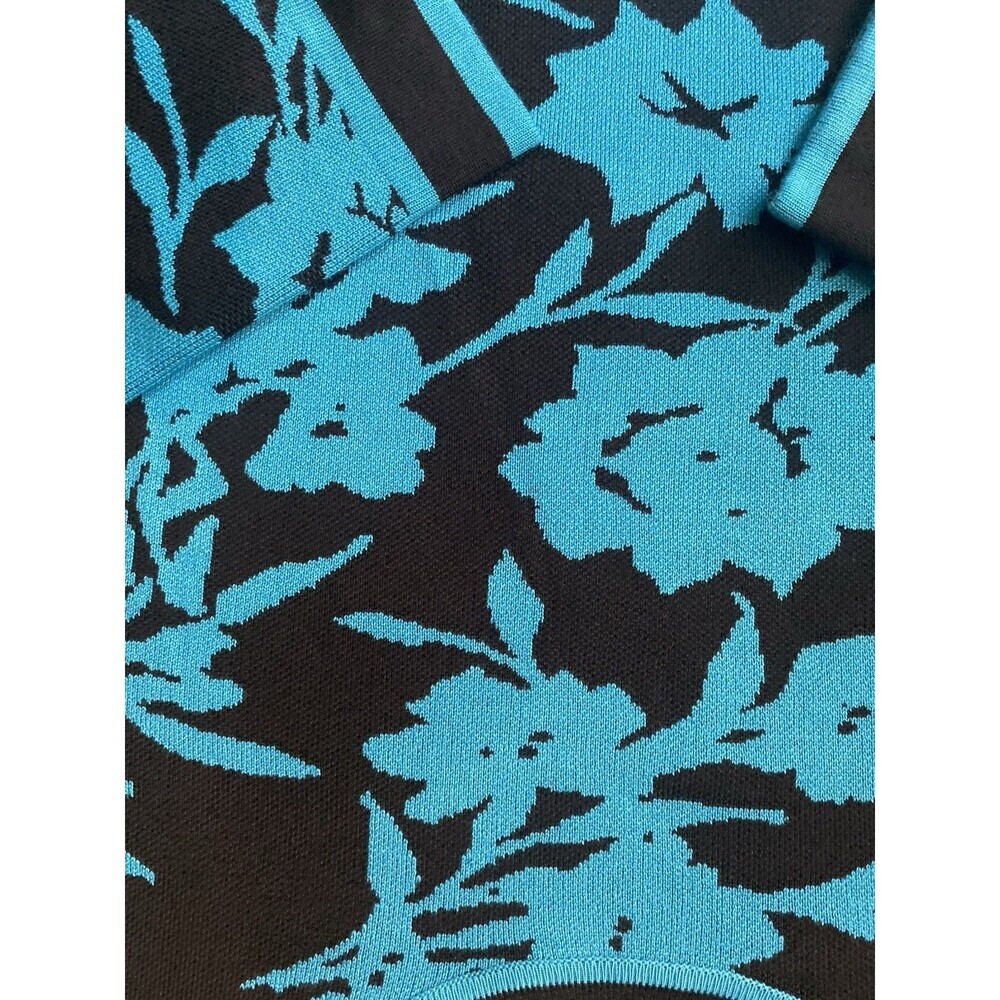 New York & Company Blue Black Floral Print Classic Staple Sweater Size 2X - Picture 4 of 10
